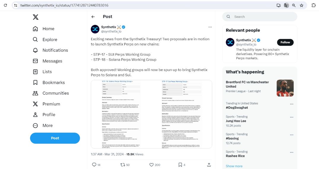 Synthetix通过在Solana和Sui上推出Synthetix Perps的提案