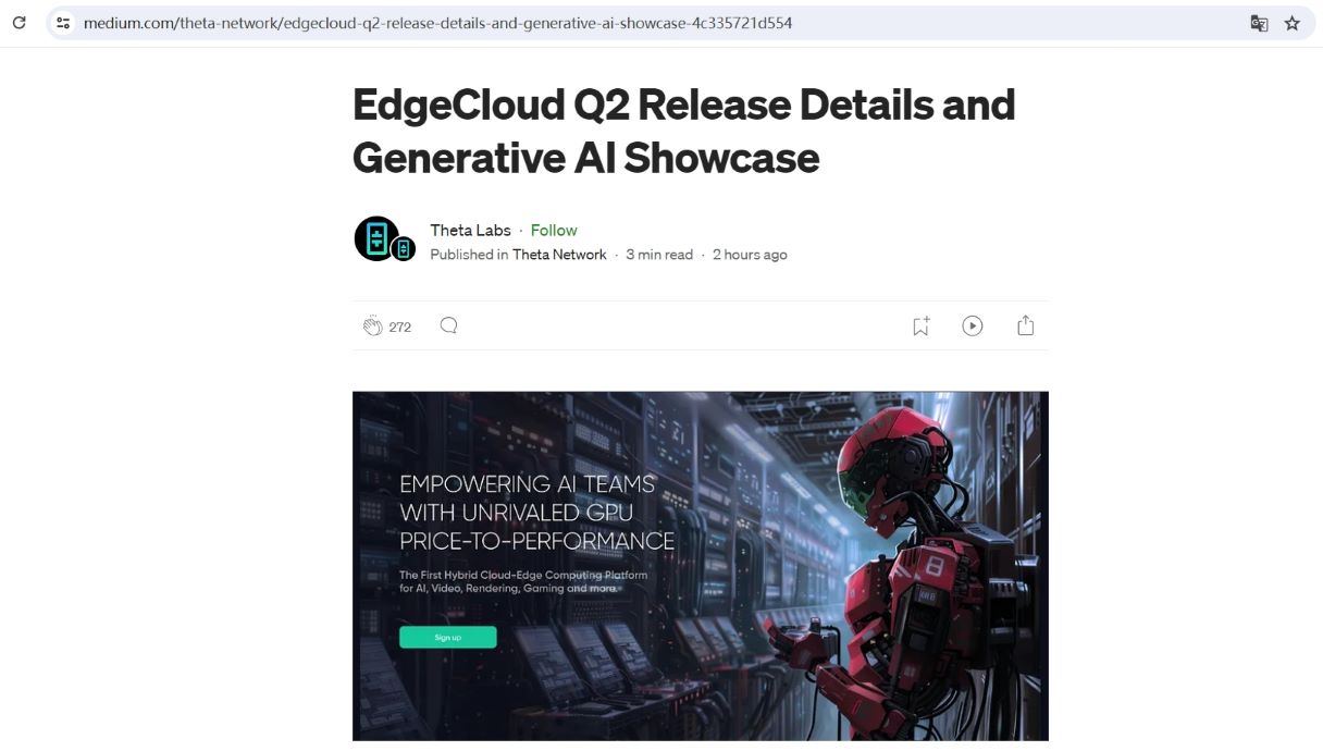 Theta Labs：将于5月1日发布EdgeCloud