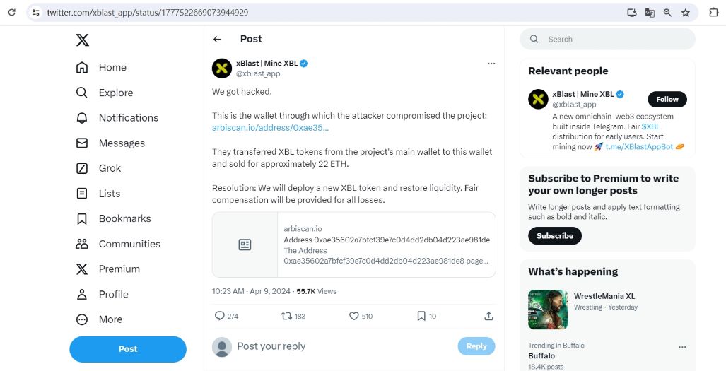 xBlast遭遇黑客攻击，项目团队提出赔偿和部署新代币等解决方案
