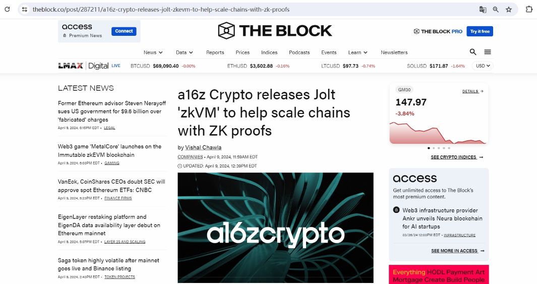 a16z Crypto发布zkEVM解决方案Jolt，将加快区块链扩展操作