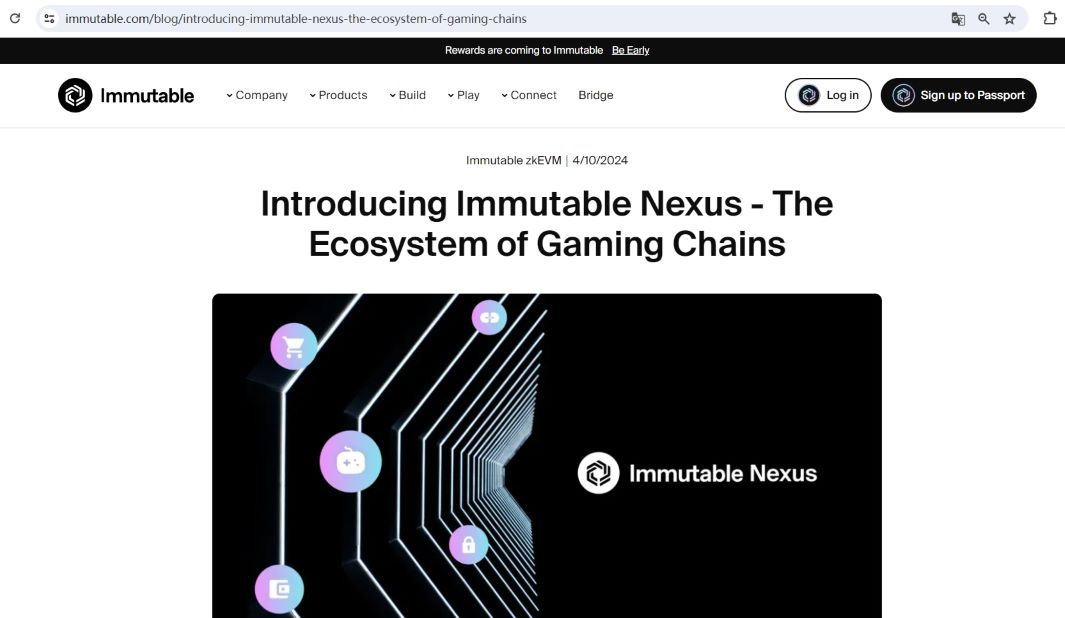 Immutable拟构建游戏链生态系统Immutable Nexus