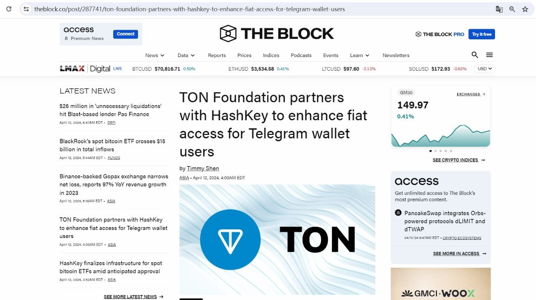 TON基金会与HashKey合作增强Telegram钱包用户的数字货币访问