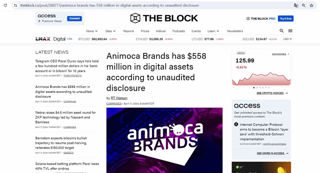 Animoca Brands拥有5.58亿美元的数字资产