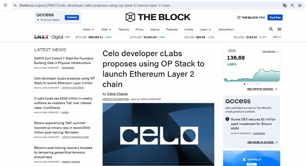Celo开发商cLabs提议使用OP Stack推出其以太坊Layer2链