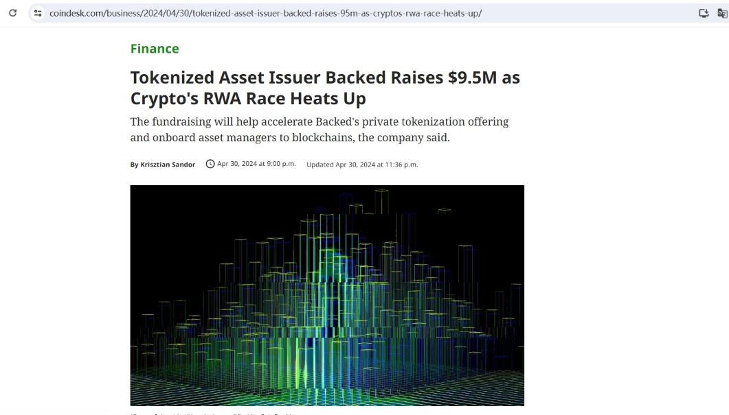 代币化资产发行商Backed完成950万美元新一轮融资