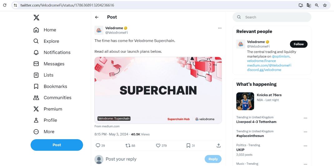 Velodrome：将于未来几周推出Superchain Beta版本