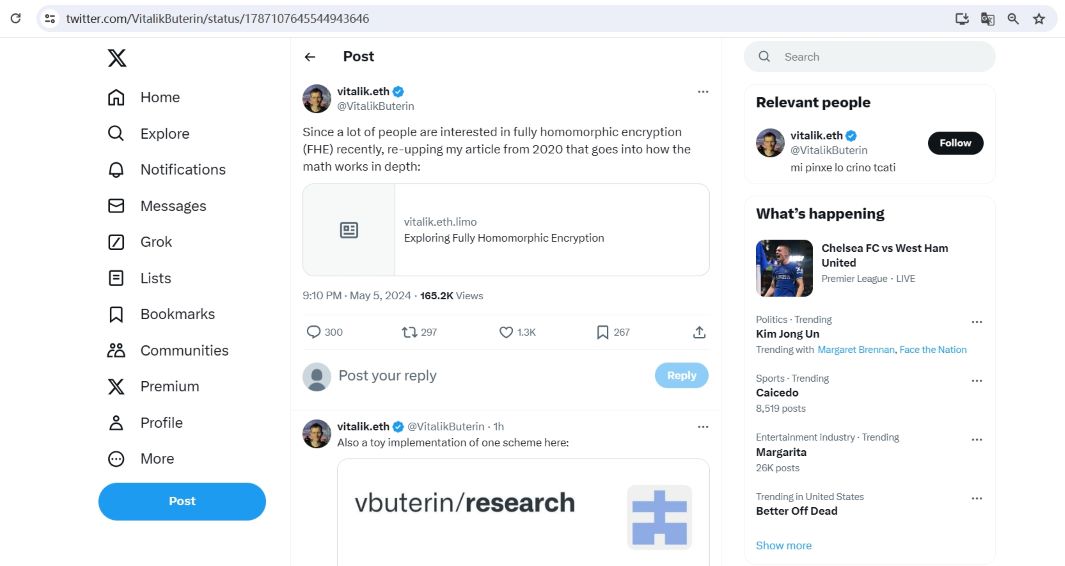 Vitalik Buterin再次分享其2020年发表的全同态加密（FHE）文章